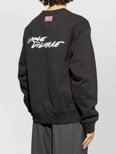 Kenzo Bold Floral Graphic Sweatshirt With Signature Logo In Black