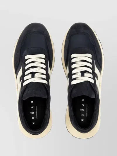 Hogan Hyperlight Lace-up Sneakers With Technical Fabric Inserts In Neutral