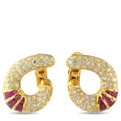 Lb Exclusive 18k Yellow Gold 3.12ct Diamond And Ruby Clip-on Earrings Mf29-061125 In Gold