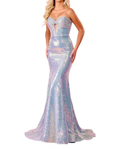 Rachel Allan Strapless Sweetheart Mermaid Gown In Light Blue In Blue