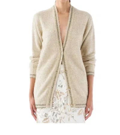 Le Superbe Celestial Knit Cardigan In Gold In Gray