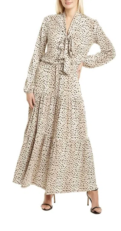 Melissa Masse Bow Tie Neck Dress In Dot Animal In Multi
