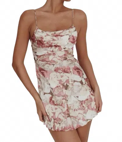 One And Only Collective Cowl Neck Floral Mini Dress In Rose In Multi