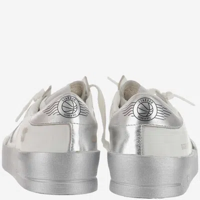 Golden Goose Stardan Sneakers With Silver Metallic Leather Star And Heel Tab In White