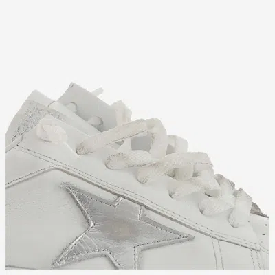 Golden Goose Stardan Sneakers With Silver Metallic Leather Star And Heel Tab In White