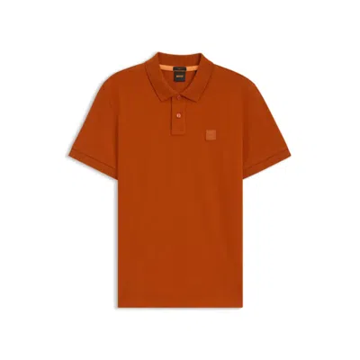 Hugo Boss Extra-slim-fit Stretch-cotton Shirt With Logo Tape In Brown