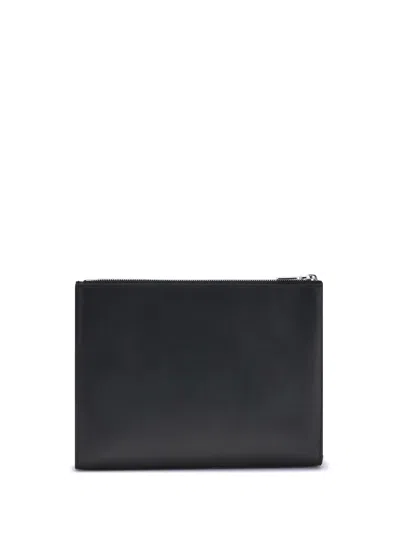 Alexander Mcqueen Logo Print Leather Zip Pouch In Black