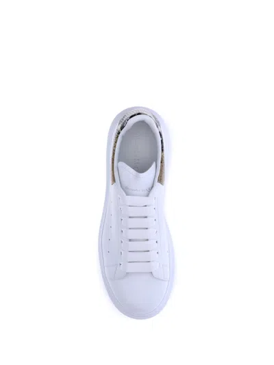 Alexander Mcqueen White Oversize Sneakers With Snake Print On The Heel In Leather Man