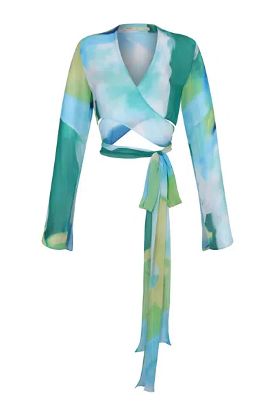 Nelblu Ada Sheer V-neck Top In Bosco
