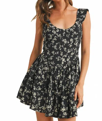 Klesis Kara Floral Print Flared Romper In Black
