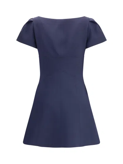 Alexander Mcqueen Square Neckline Knee Length Dress With Panel Detailing In Blue
