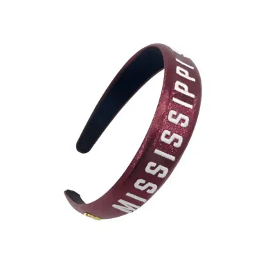 Brianna Cannon Women's Mississippi State Thin Embroidered Headband In Maroon In Red