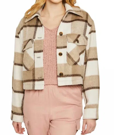Ltx Sportswear Plaid Crop Jacket In Camel
