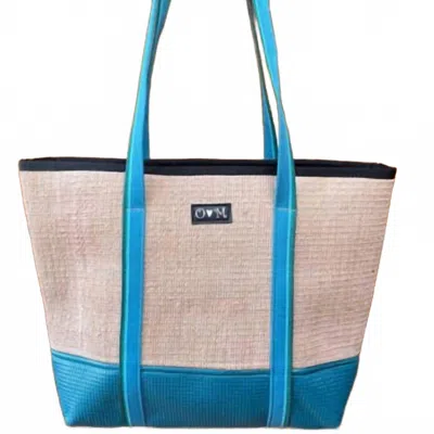 Olovesm Jute Tote Bag In Turquoise