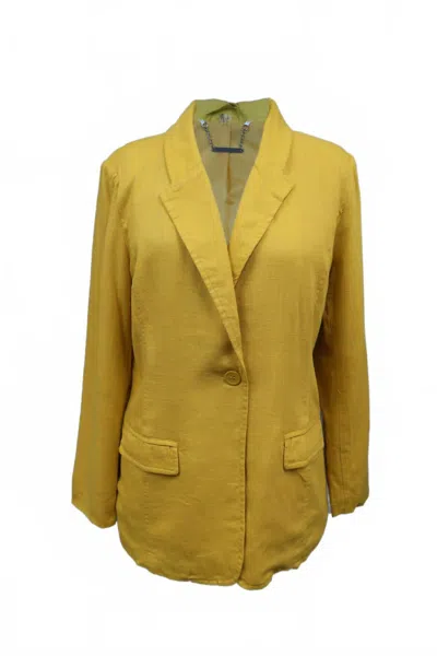 Paparazzi Women's Linen Blend Classic Lined Blazer In Marigold In Yellow