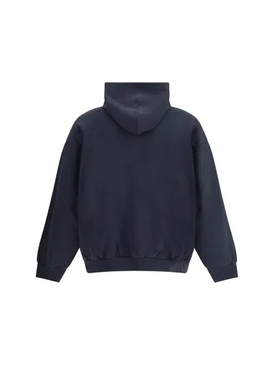 Balenciaga Black Hoodie With Fixed Hood And Logo Lettering On The Front In Cotton Man In Blue