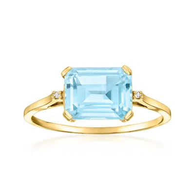 Ross-simons Sky Blue Topaz Ring With Diamonds In 14kt Yellow Gold