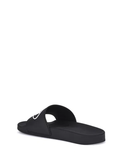 Balenciaga X Scholl Logo Pool Slides In Black