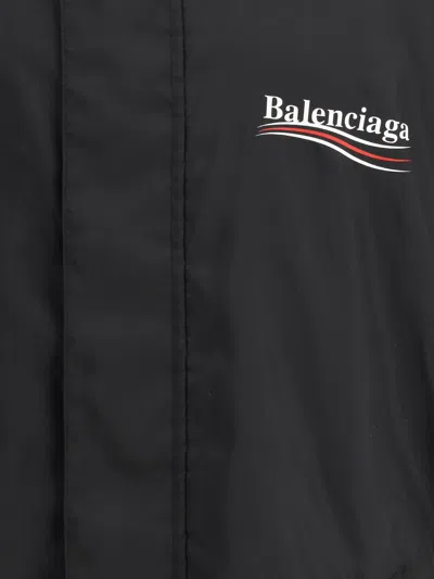 Balenciaga Polyester Jacket With Elastic Cuffs And Hooded Design In Black