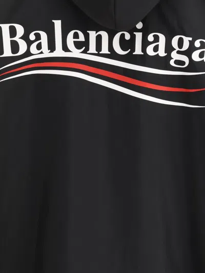 Balenciaga Polyester Jacket With Elastic Cuffs And Hooded Design In Black