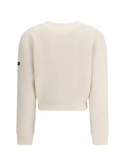 Balenciaga Cropped Sweater With Logo Patch In Wool Blend In Neutral