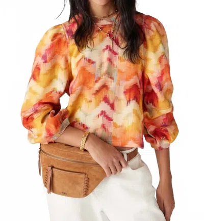 Ba&sh Primrose Puff Sleeve Sweatshirt Top In Ocre In Multi