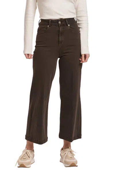 Dear John Denim Audrey Super High Rise Cropped Wide Leg Jeans In Ground Coffee
