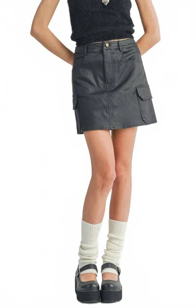 Sadie & Sage Girl On Fire Faux Leather Mini Skirt In Black In Black