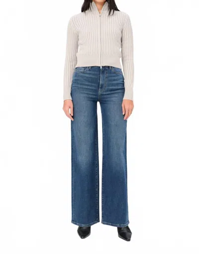 Warp & Weft Relaxed Wide Leg Knit Jeans In Blue Eyed In Blue