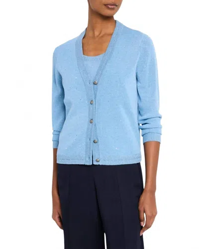 Kobi Halperin Anthia Sequin Button-down Sweater Cardigan In Light Blue