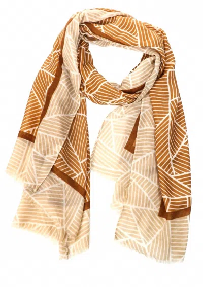 Melissa Masse Women's Border Geometric Print Scarf In Brown Khaki In Brown