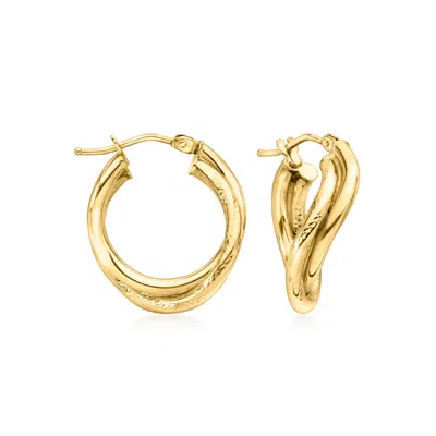 Ross-simons Italian 14kt Yellow Gold Twisted Double-hoop Earrings