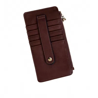 Jen & Co. Women's Saige Slim Card Holder Wallet In Brown In Burgundy