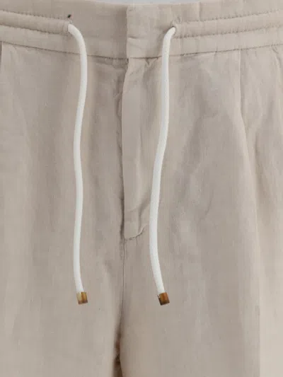 Brunello Cucinelli Linen Pants In Neutral