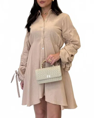 Bahia Maria Swimwear Leila Linen Dress In Light Tan