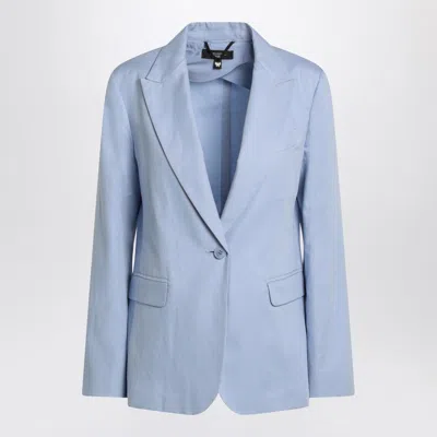 Weekend Max Mara Women's Blue Single-breasted Jacket In Cotton And Linen