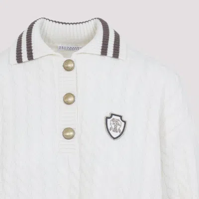 Brunello Cucinelli Sport Club Pullover With White Cashmere In White