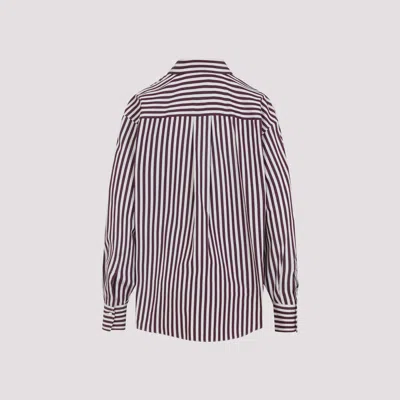 Brunello Cucinelli Logo Striped Long-sleeved Shirt In White
