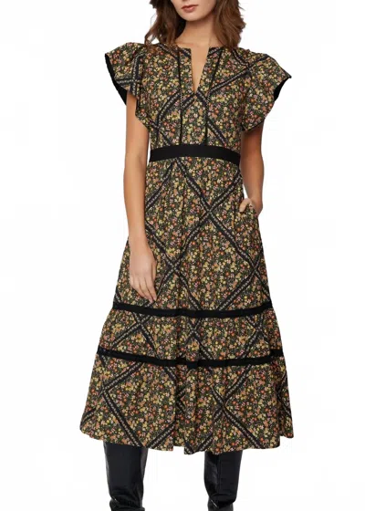 Lost + Wander Floral Midi Dress In Black In Multi