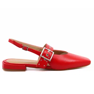 Intentionally Blank Pearl Slingback Natural Sole Ballet Flat In Red