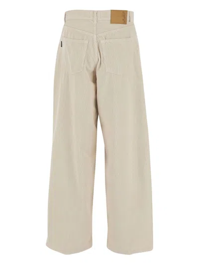 Haikure Oversized Velvet Trousers Belt Loops In Brown
