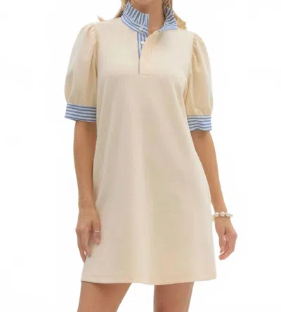 Entro Ruffle Collared Mini Dress In Cream In White