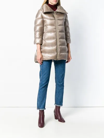 Herno Cleofe Medium Quilted Nylon Down Jacket In Neutral