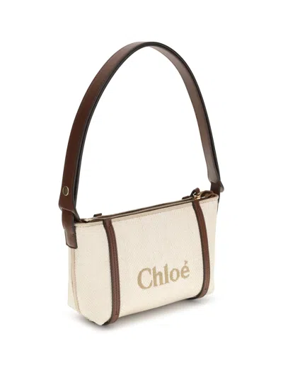 Chloé Structured Canvas Shoulder Bag With Leather Accents