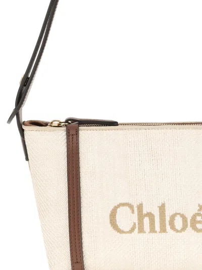 Chloé Structured Canvas Shoulder Bag With Leather Accents