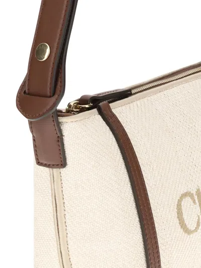 Chloé Structured Canvas Shoulder Bag With Leather Accents
