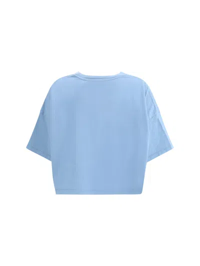 Chloé Oversize Signature Logo Crop Graphic T-shirt In Blue