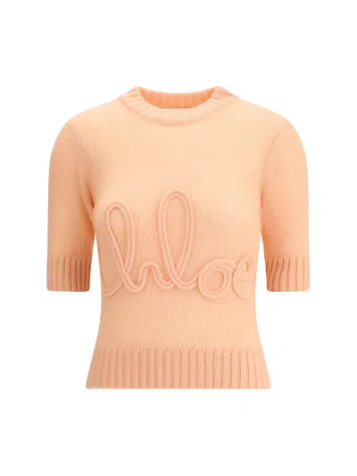 Chloé Wool And Silk Logo-applique Top