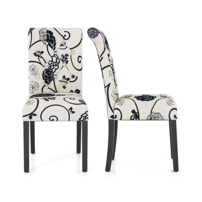 Hivvago 2 Pieces Tufted Dining Chair Set With Adjustable Anti-slip Foot Pads In White