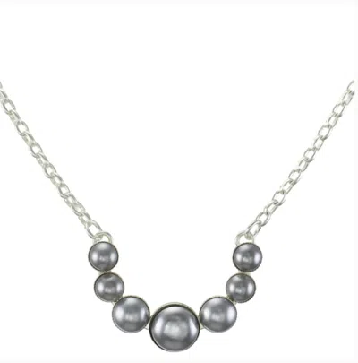 Marjorie Baer Women's Semi Circle Arc Grey Cabochons On Chain Necklace In Silver